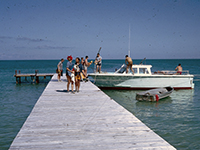 students on dock