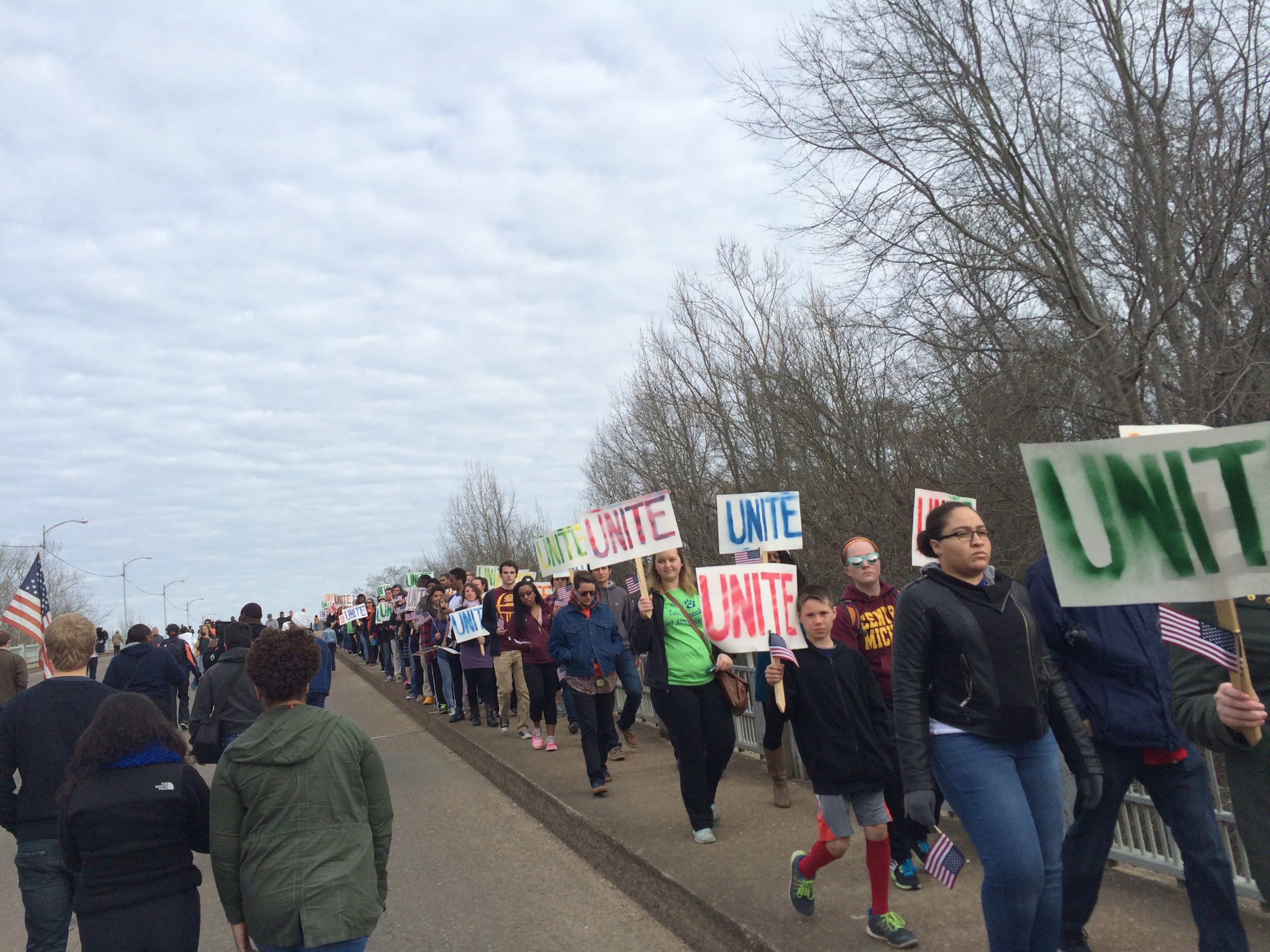 Students and community members marching for a cause