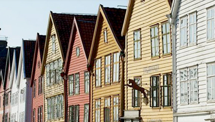row of colorful houses in Norway
