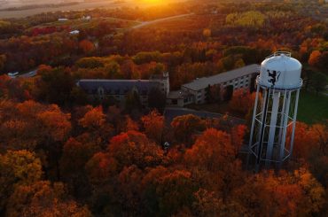 Aerial view of Hill Kit showing water tower
