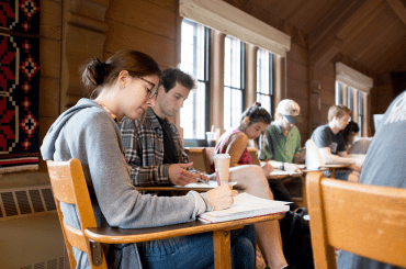 Students studying in a classroom