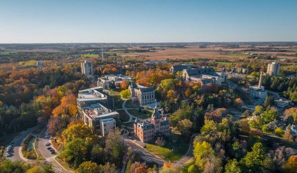 An ariel image of St. Olaf's campus.