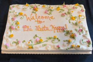 "Welcome to Phi Beta Kappa" cake