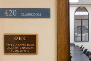 The entrance to the Phi Beta Kappa room at St. Olaf College.