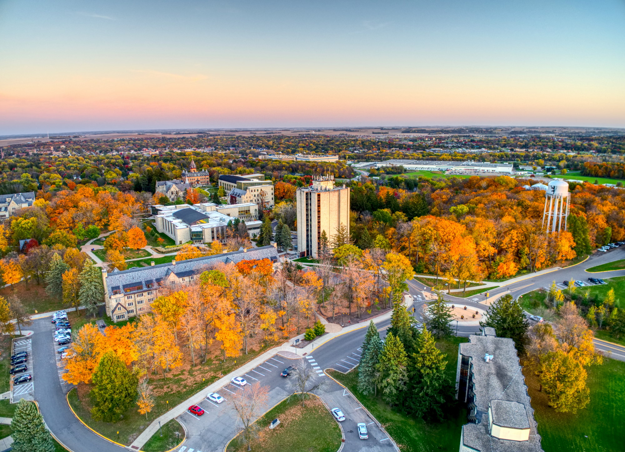 Aerial photo of St. Olaf College campus