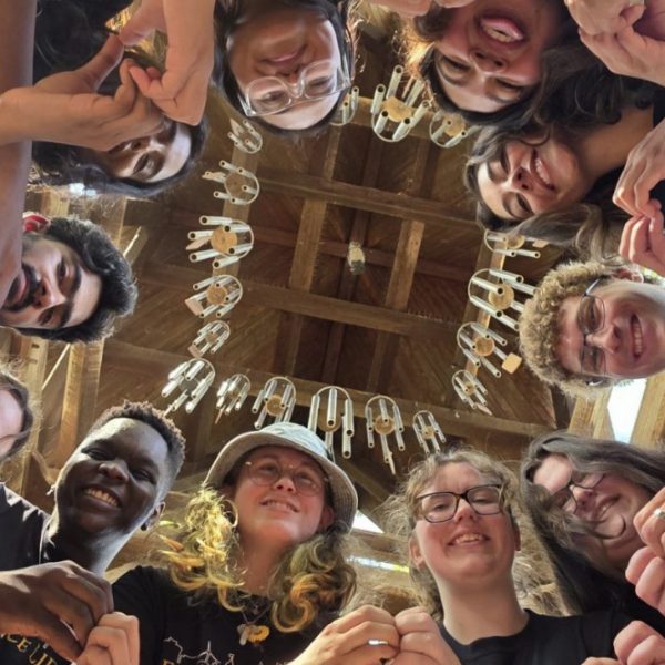 Image of members of the student Residence Life team in a circle