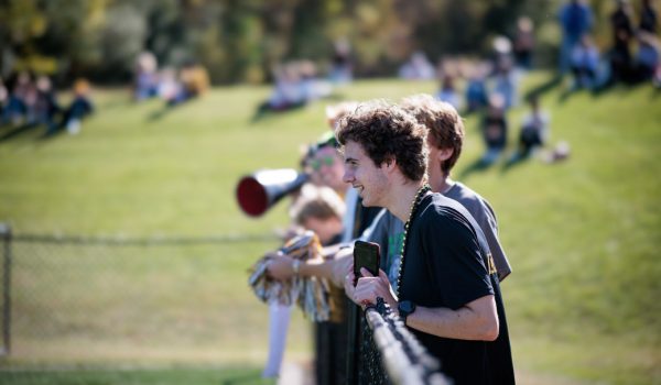 Students attending an athletic event on campus
