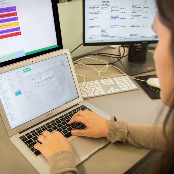 A student working on a laptop
