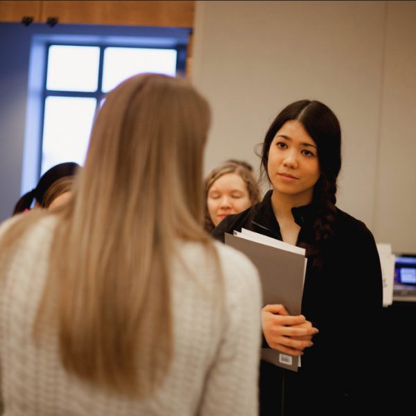 Student learning more about career opportunities