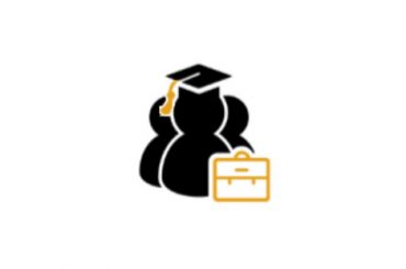 Icon showing a graduating student and a briefcase