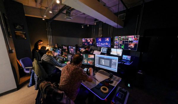Behind the scenes of the Broadcast Media studio during an event