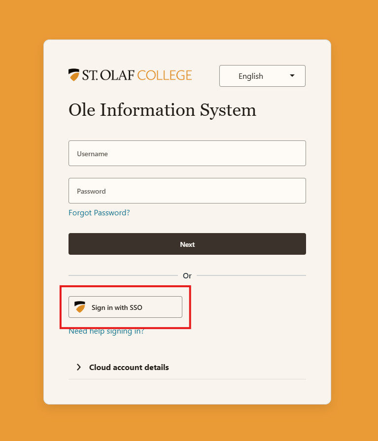 Screenshot of OIS login page