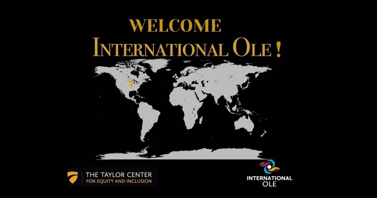 World map with a spotlight in Northfield, Minnesota titled "Welcome International OIe!".