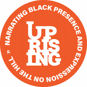 Orange circle with the words UPRISING in the center part,