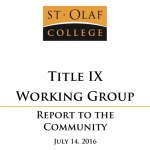 an image of the first page of the Title IX Working Group Report to the Community