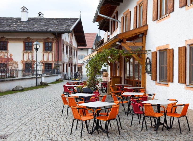 Restaurant tables in Oberammergau, Germany