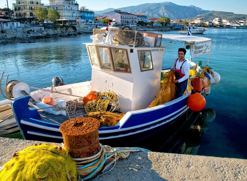 Europe Greece Samos fishing boat