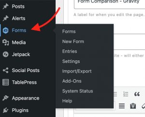 WordPress Menu Close-up