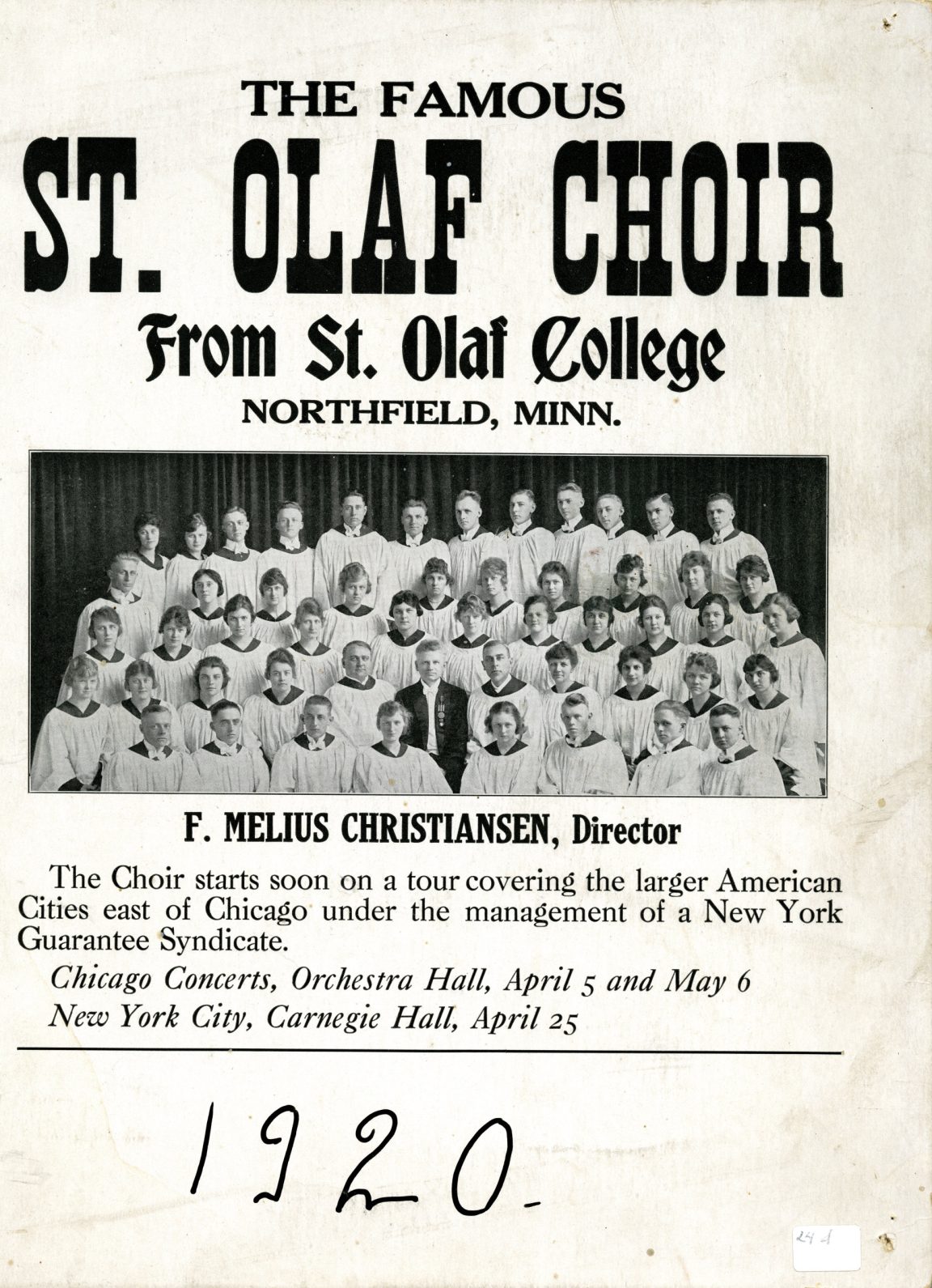 The 1920 St. Olaf Choir Tour Virtual Exhibits